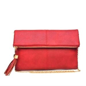 Moda Luxe Melodie Clutch Crossbody | EUC | Red Faux Leather | Tassel